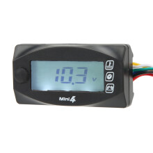 Thermomètre de moto 4 en 1 DC12V Affichage LCD, Température de l'huile et du moteur, Tension, Heure