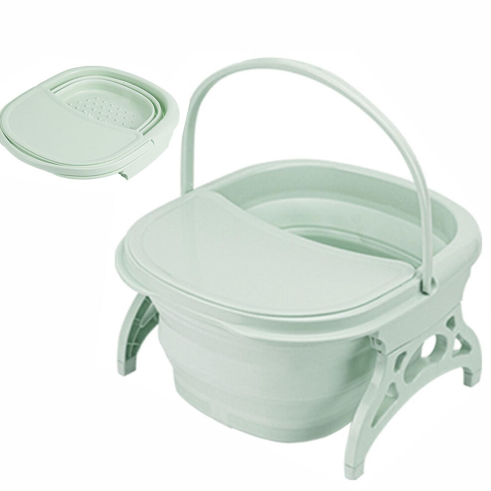 Green Collapsible Foot Spa With Massage Nodes, Folding Foot Bath Tub For Soaking And Pedicure,