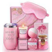 Spa Gift Basket for Women with Luxury Self Care Kit, Scented Candle, Bath Essentials and 20oz Tumbler