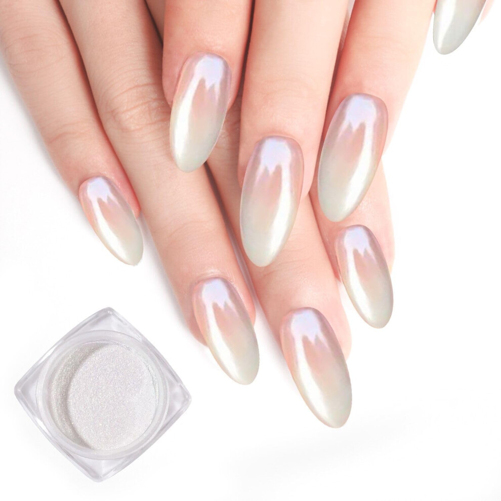 White Glazed Donut Nail Powder Pearl Chrome Gloss Pearlescent Finish For Diy Nail Art