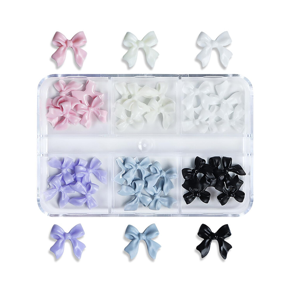 Black/Pink/White Nail Art Charms Resin Bowknot With Rhinestones For Acrylic Nails Sparkle Accessories