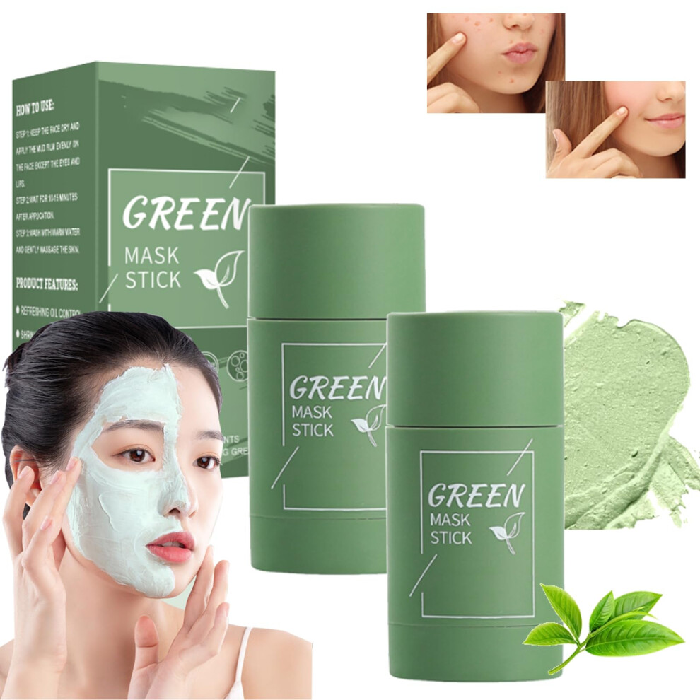 Green Tea Face Mask Stick for Blackheads Deep Pore Cleansing Oil Control Moisturizing (2pcs)-image-OPC-PQPCNG9-NEW