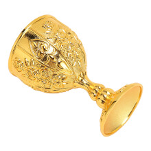 Metalldruck-Weinkelch Vintage-Blumenmuster – Gold, 10,3x6,3 cm