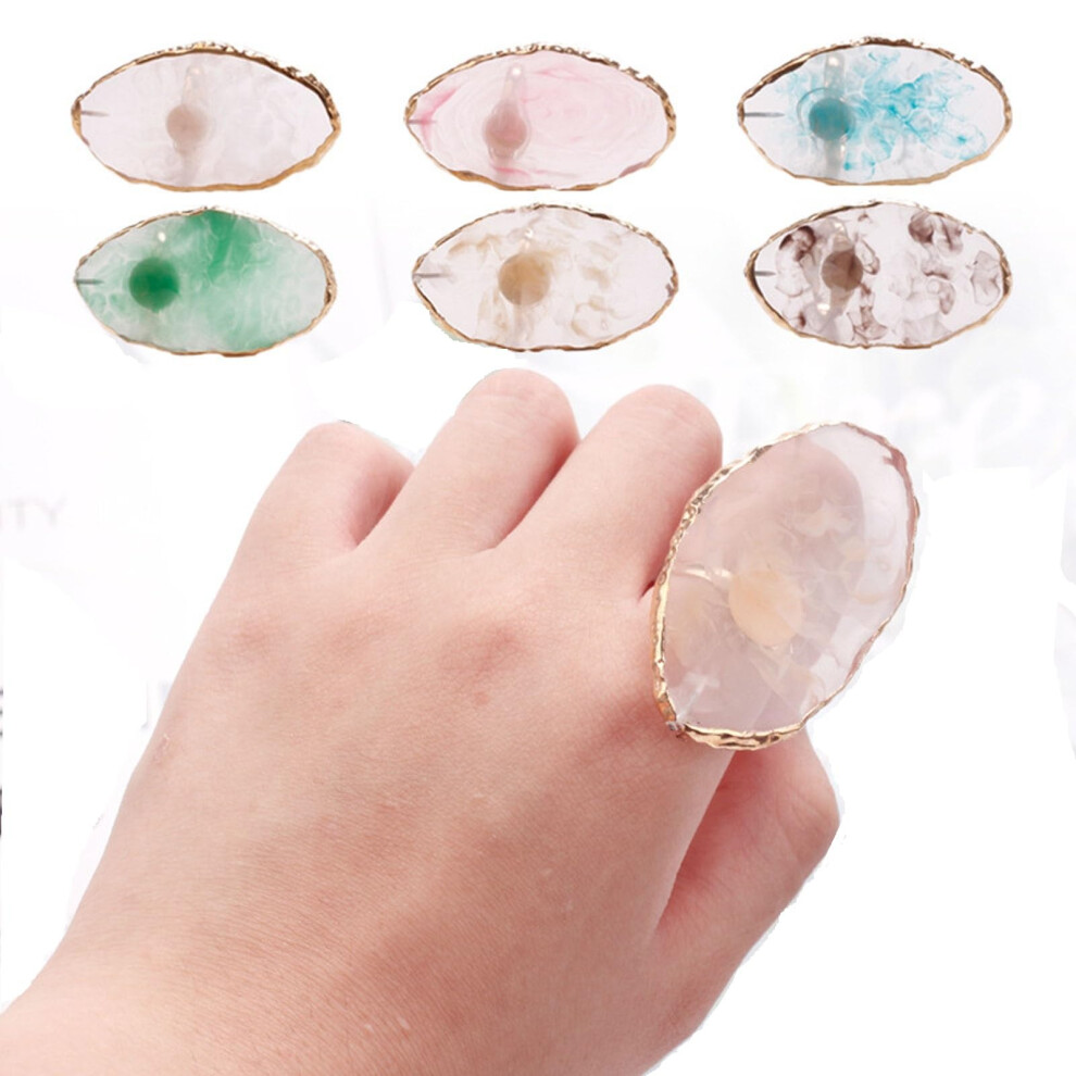 Nail Art Palette Ring Set, 6Pcs Wearable Resin Nail Polish Mixing Rings for SpillResistant Design