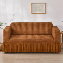 (Palm Yellow, L: 3 seater(180-230cm/70.87-90.55in)) Solid Color Sofa Cover, Elastic Sofa Slipcover, 1 Count Non-slip Sofa Slipcover, Dustproof Sofa