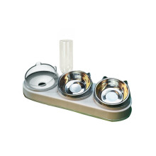 Comederos para gatos con diseño inclinado y dispensador automático de agua, cuencos elevados para mascotas, base antideslizante de acero inoxidable