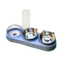 Schräge Katzennäpfe mit automatischem Wasserspender, erhöhte Futternäpfe aus robustem Edelstahl mit rutschfestem Boden, leicht zu reinigen,