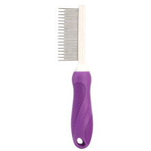 Ferramenta de higiene profissional com dentes de aço inoxidável de pontas arredondadas para remover nós e emaranhados, cabo antiderrapante, pente