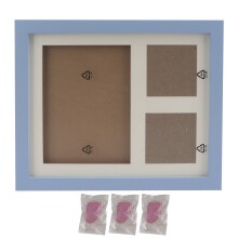 Babyhandafdrukset, Babyherinneringslijstje van niet-giftige klei, Babyvoetafdrukset inclusief naamstempels, echt glas, houten lijst, eenvoudig te