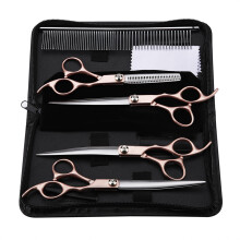 Conjunto de Tesouras para Tosquia de Animais de Estimação - Tesouras Profissionais para Tosquia de Cães - Material em Aço Inoxidável - Design