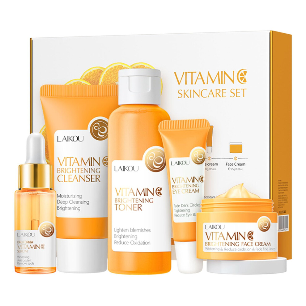 Cream Vitamin C Skincare Set With Cleanser Toner Serum Eye For Deep Hydration And Glow