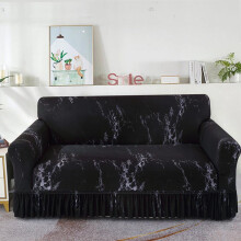 (Black, 4 seater) Marble Print Elastic Sofa Slipcover, 1 Count Furniture Cover for Living Room, Dust-proof Sofa Cover for Home Room Decor,