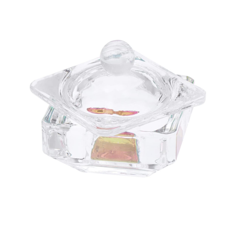 Nail Dappen Dish Glass with SpillâResistant Lid, Small Acrylic Monomer Mixing Cup 4x4cm