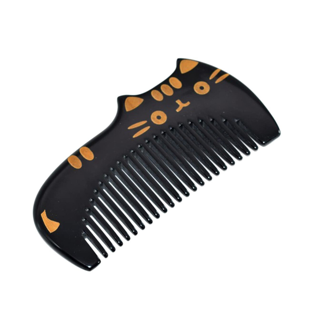 Unisex Buffalo Horn Hair Comb With Wooden Detangling Teeth, Anti Static For Thick Curly Hair Women