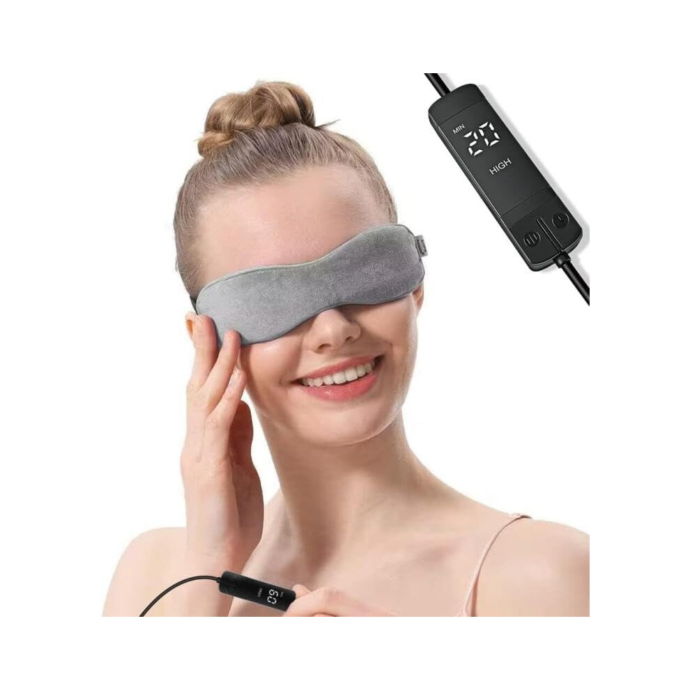 Grey Heated Eye Mask For Dry Eyes And Blepharitis With Adjustable Temperature And Timer,