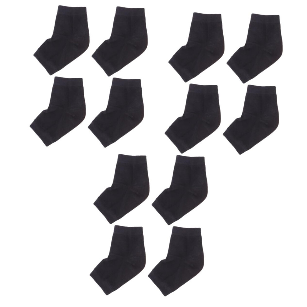 Gel Heel Socks with Cushion for Dry Cracked Heels, Moisturizing Ankle Socks for Overnight Foot Care, 6 Pairs