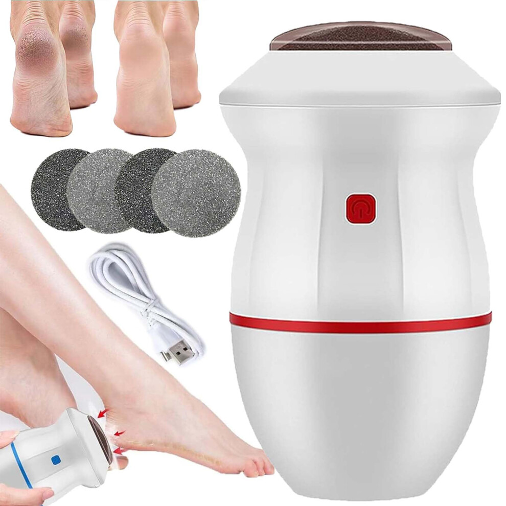 Red Electric Foot Callus Remover With Vacuum Adsorption Cleaning, Rechargeable Foot Grinder