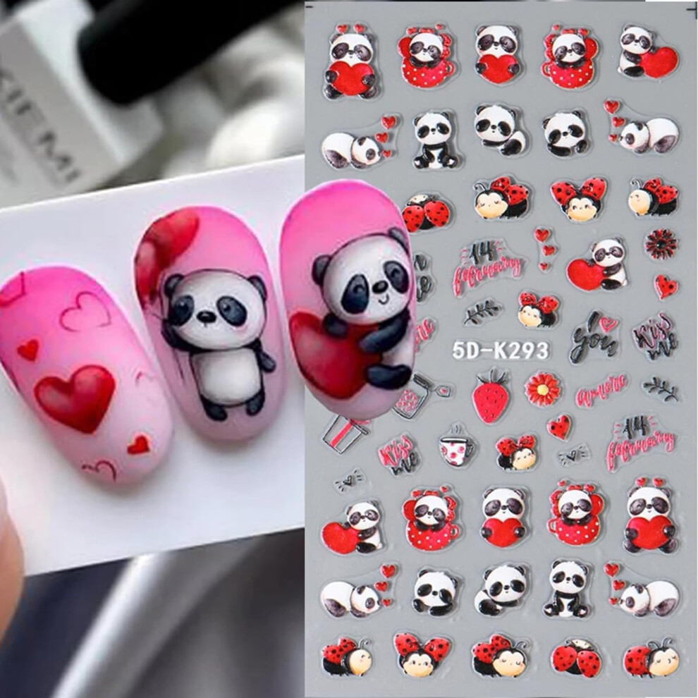 Valentines Day 5D Embossed Nail Art Stickers Self Adhesive Heart and Love Themed Decorations