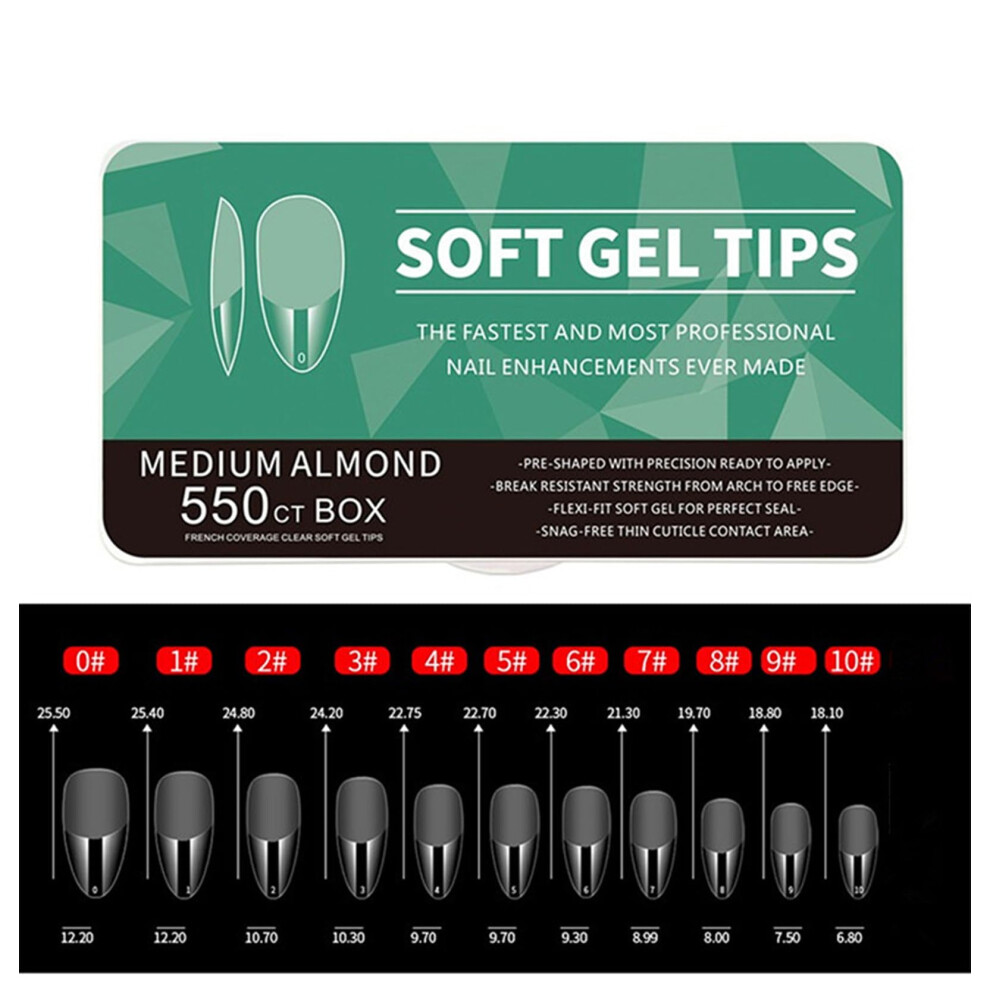 Clear Full Cover Fake Nail Tips Acrylic Almond Coffin Press On Gel Nails Durable Gloss Finish