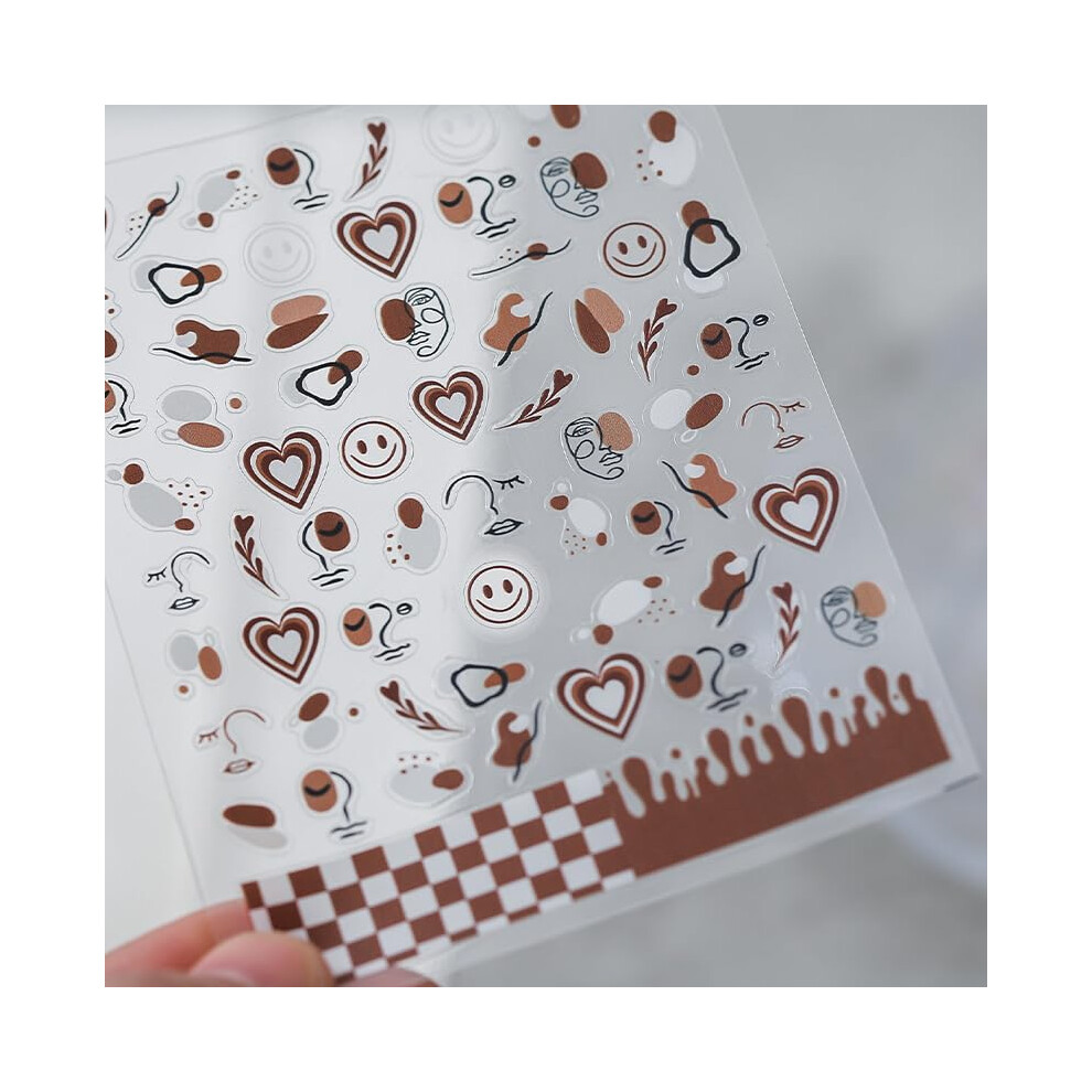 Self Adhesive 5D Nail Art Stickers Valentine's Day Heart Cartoon Decals for Acrylic and Gel Nails