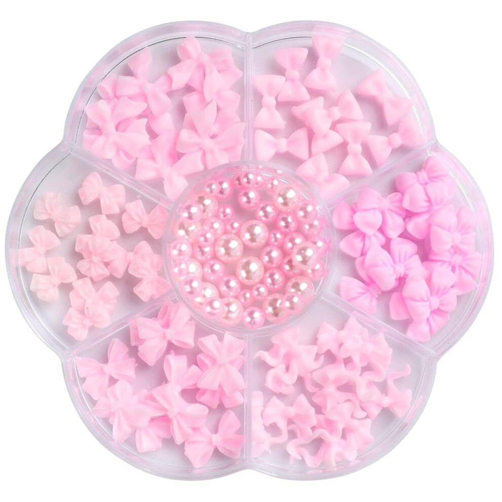 Pink 3D Bow Nail Charms Bow Nail Decorations Cute Kawaii Resin Accessories For Manicure