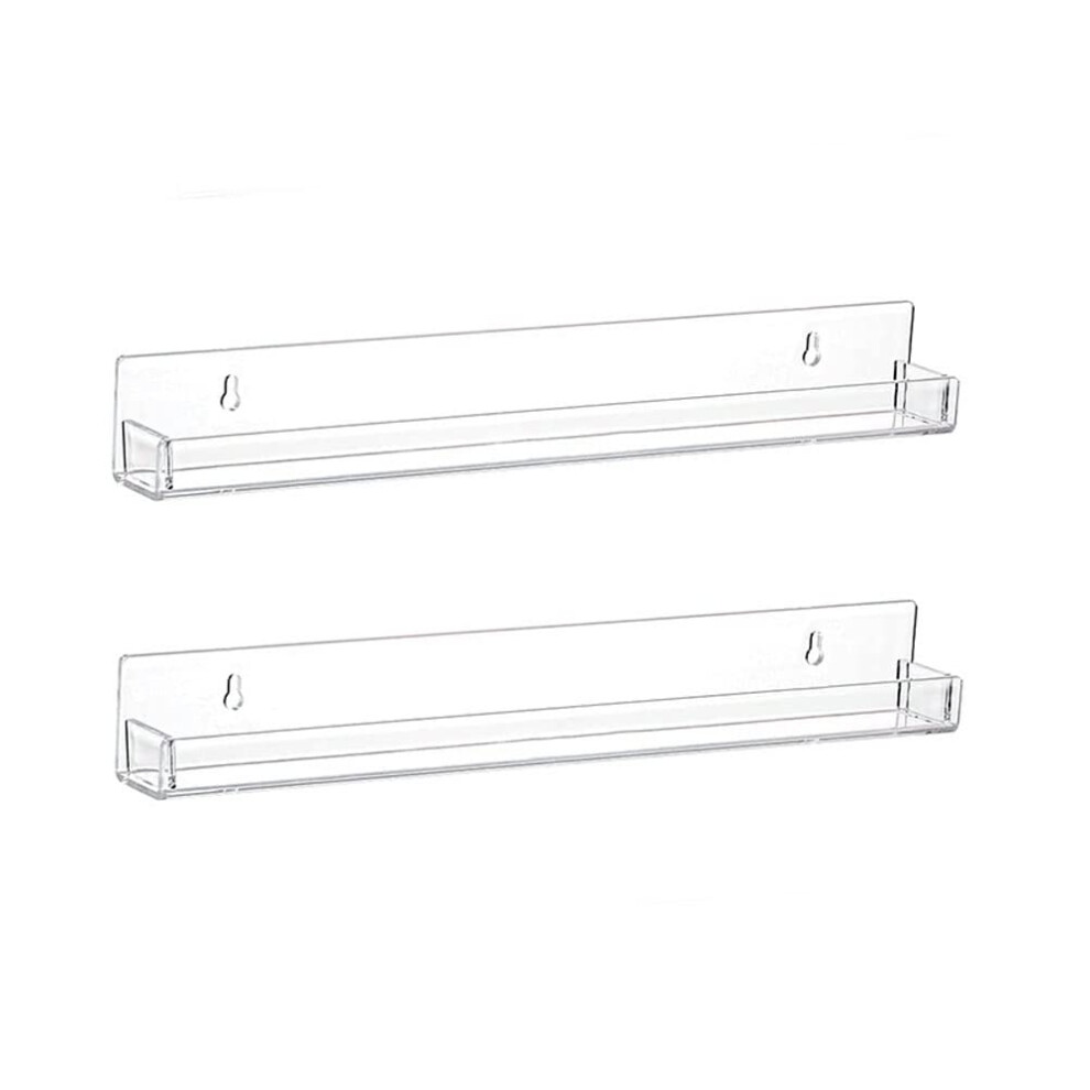 2 Pack Clear Acrylic Nail Polish Rack Wall Mounted Shelf Organizer with Screws for Oils and Perfume