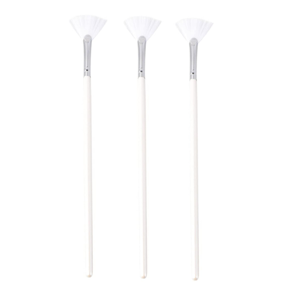 3Pcs Long Handle Fan Mask Brush Set for Smooth Even Coverage and Professional Facial Applicator