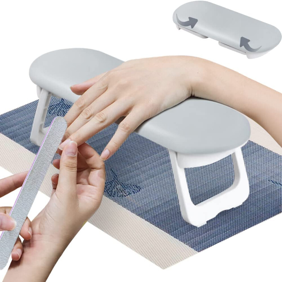 Nail Arm Rest with Mat, Soft Microfiber Leather Manicure Hand Rest, Foldable Ergonomic Support