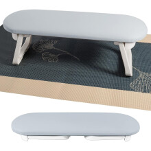 Foldable Nail Arm Rest with Mat, Soft Microfiber Leather Manicure Hand Rest for Salon and Home, Large Dark Gray