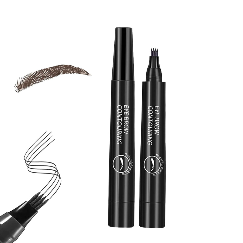 Black Waterproof Eyebrow Pen With 4 Tip Micro Fork Precision, Long Lasting Smudge Proof Brow Pencil