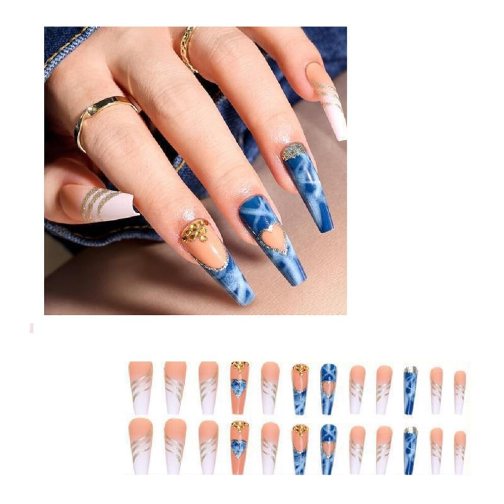 Pink Hot Glossy Press On Nails Set 24Pcs Reusable Fake Nails With Adhesive Tabs For Parties