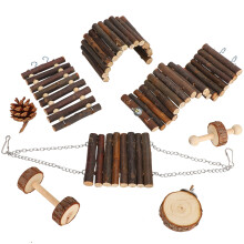 Kletterleiter aus Holz, Hamster-Hängebrücke, bissfestes Hamster-Kauspielzeug, Zahnpflege, natürliche Backenzahnwerkzeuge, Holzzubehör für
