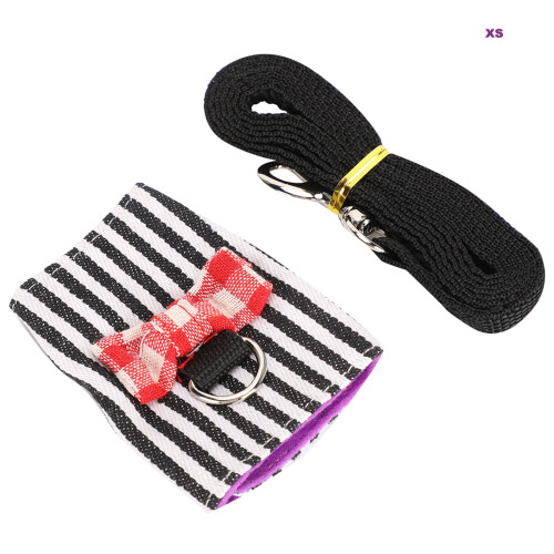 Pet Harness Vest for Small Animals, Soft Texture Breathable Feature Comfortable Walking Harness with Bell and Bowknot Design, Adjustable Hook Loop 1