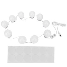 LED-Schminkspiegelbeleuchtung mit einstellbarer Farbtemperatur – sanft und blendfrei. Einfache Installation dank Touch-Dimmer und USB-Anschluss.