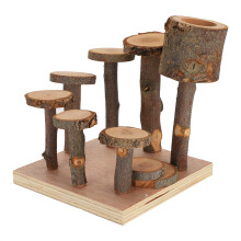 Kletterleiter-Spielzeug für Kleintiere, natürliche Holz-Kletterplattform, Brücke, Rampen, fördert Bewegung, sicher zum Kauen, verdickte Basis,