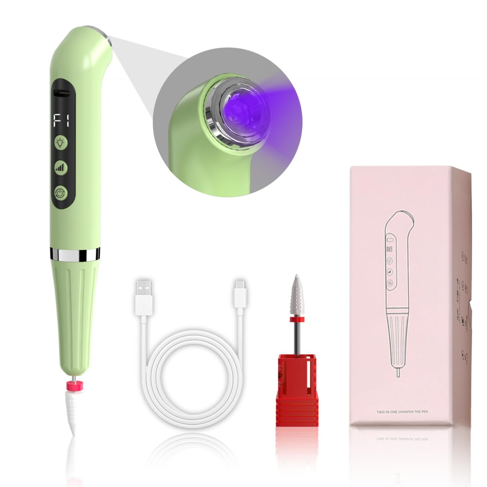 Cordless Nail Drill 15000 RPM Electric Nail File with Nail Lamp for Acrylic Gel Nails Green