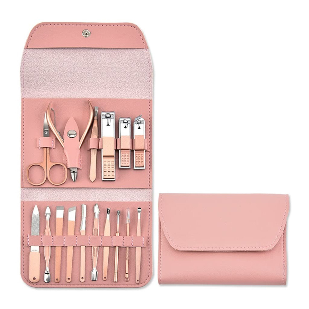 Professional Manicure Pedicure Set 16in1 Stainless Steel Grooming Kit for Home and Travel