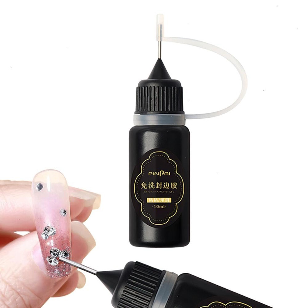Nail Glue Gel with Stainless Steel Tip, Fast UV/LED Cure, LongLasting Clear Adhesion for Tips