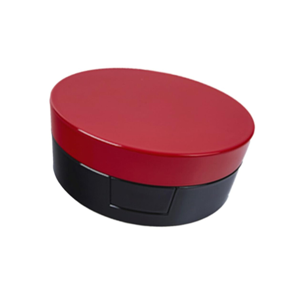 Red Makeup Compact With Mirror Builtin Travel Blusher Powder Foundation Case Round Container