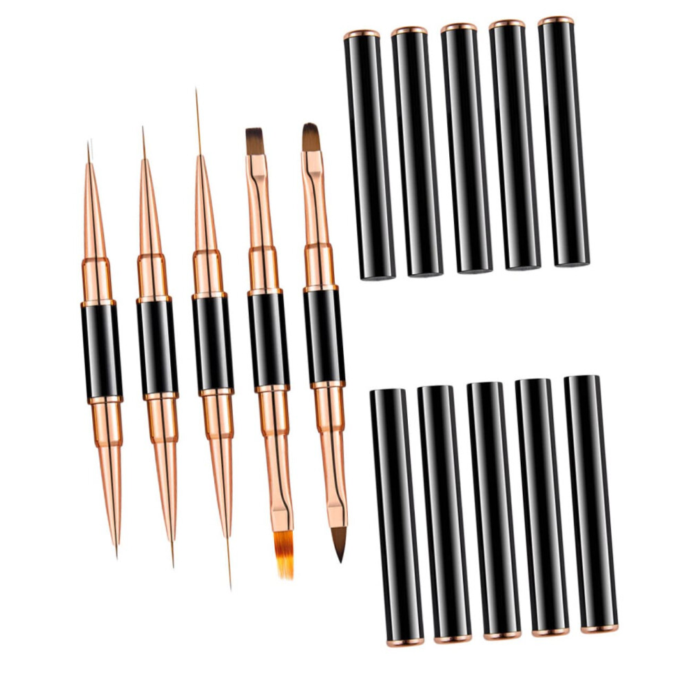 Nail Art Brush Set 5pcs with DualEnded Liner Pens for Precise DIY Home Manicure Designs