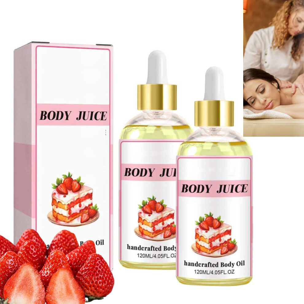 Strawberry Body Oil for Women with Deep Hydration and Longlasting Fragrance, 2PCS PlantBased