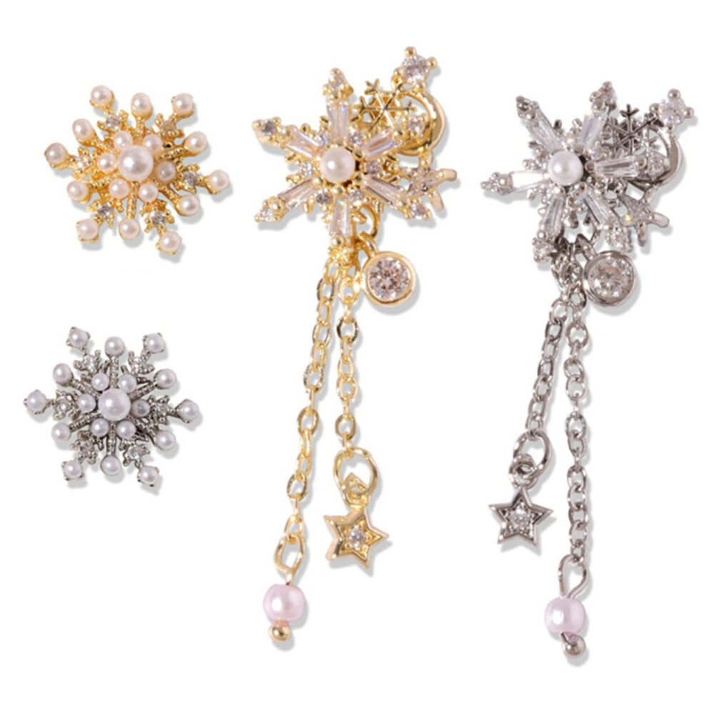 Snowflake Nail Charms Rhinestone Winter Nail Art Decorations DIY Manicure Accessories for Women