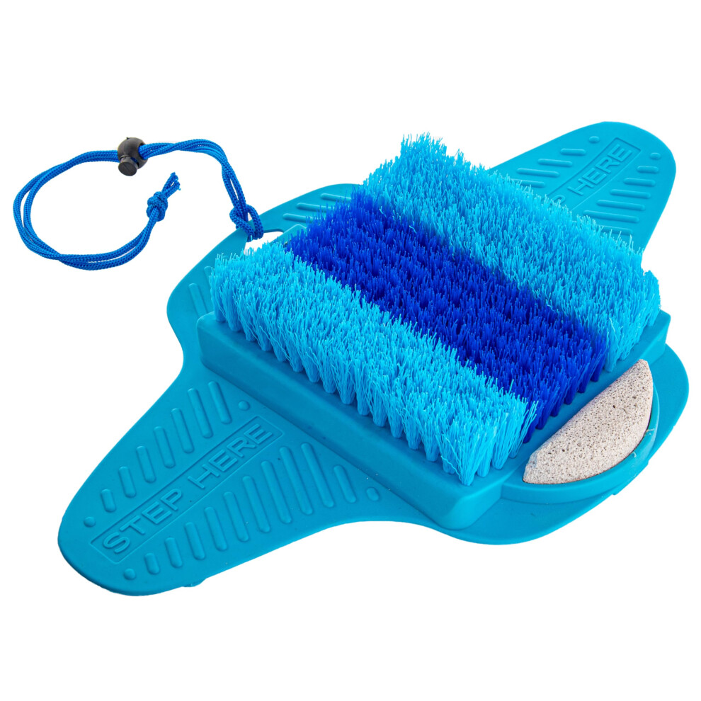 Shower Foot Scrubber with Pumice Stone â No Bend Non Slip Exfoliating Foot Cleaner for Shower