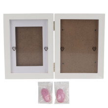 Kit para impressão de pegadas de bebê, seguro e atóxico, feito com materiais ecológicos. Fácil de usar. Moldura dupla para fotos. Presente