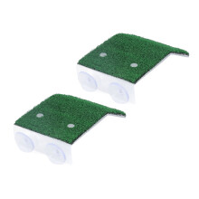 Acessórios para terrário de caranguejo-eremita, decoração flutuante para répteis aquáticos com grama artificial verde, plataforma de