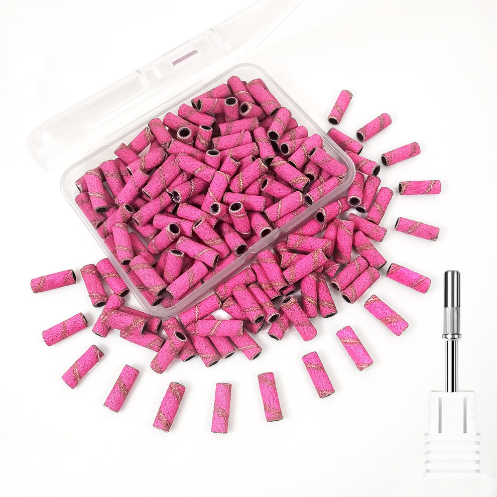 Nail Drill Sanding Bands 240 Grit with Mandrel Bit, 100pcs Extra Fine for Acrylic and Natural Nails