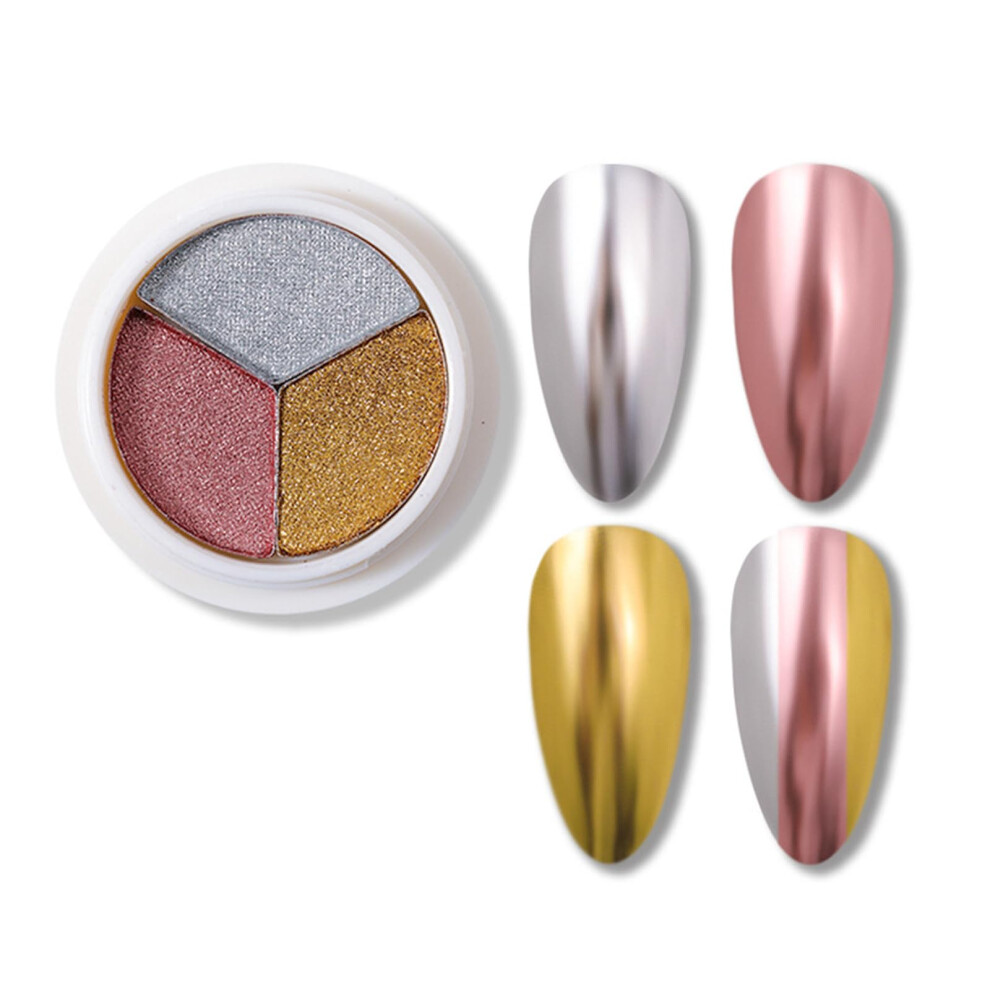 Chrome Nail Powder Metallic Mirror Finish Aurora Mermaid Holographic Rainbow Iridescent Pigment 3 Colors