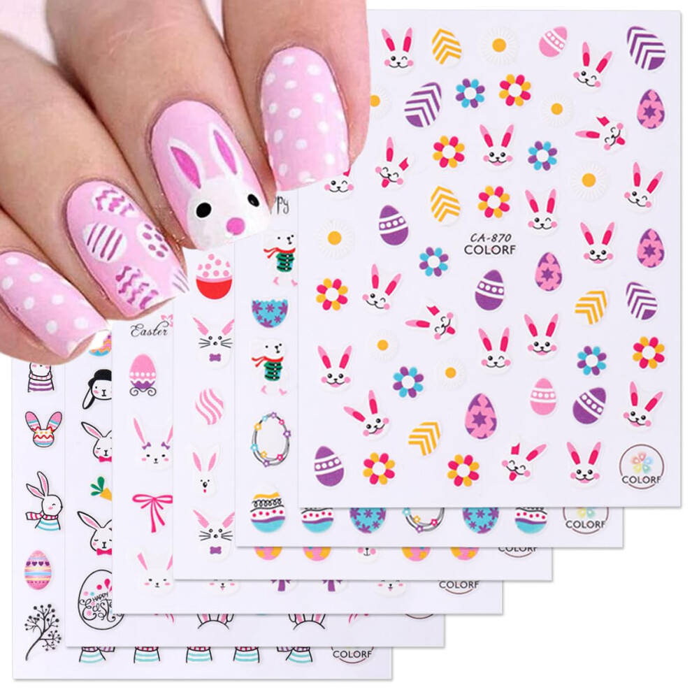 Easter Nail Stickers 3D Bunny and Egg Nail Art Decals SelfAdhesive Holiday Manicure Decorations