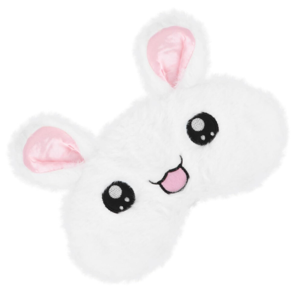 White Plush Sleep Mask With Contoured Eye Space For Travel And Naps, Lightweight And Hairfriendly Strap