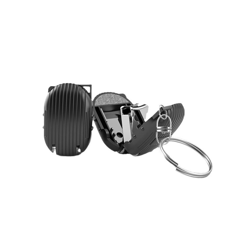 Folding Nail Clippers Keychain with Stainless Steel Blades, Mini Travel Portable Black Clipper